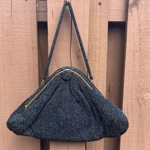 Saks 5th Avenue Exclusive Stunning Vintage Navy Beaded Purse Made In Belgium